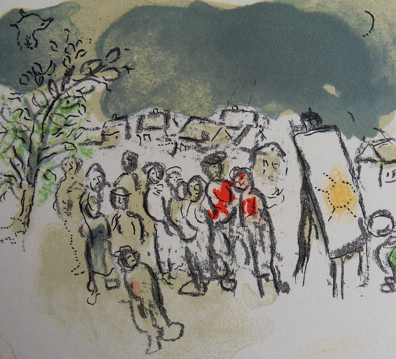 Marc CHAGALL : Mariage devant un village, Lithographie originale