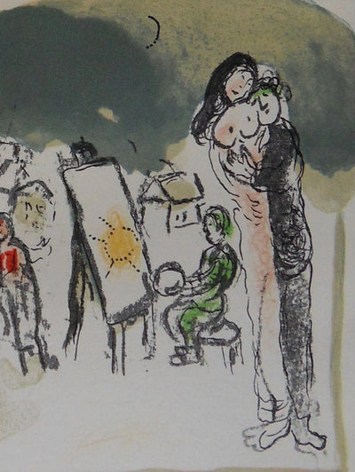 Marc CHAGALL : Mariage devant un village, Lithographie originale