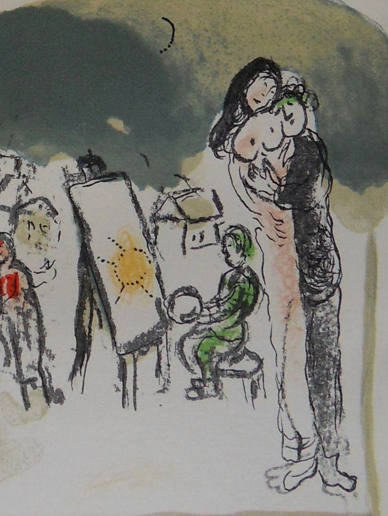 Marc CHAGALL : Mariage devant un village, Lithographie originale