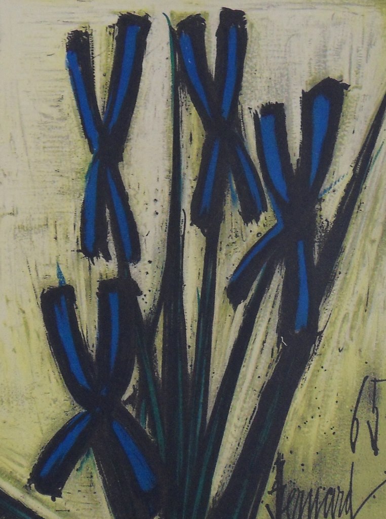 Bernard BUFFET : Les Iris, Lithographie originale signée