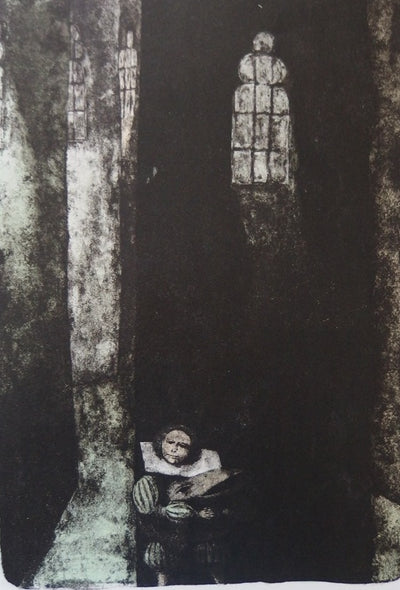 BTIna François HEAULMÉ, Portrait of a Breton woman, Original signed lithograph