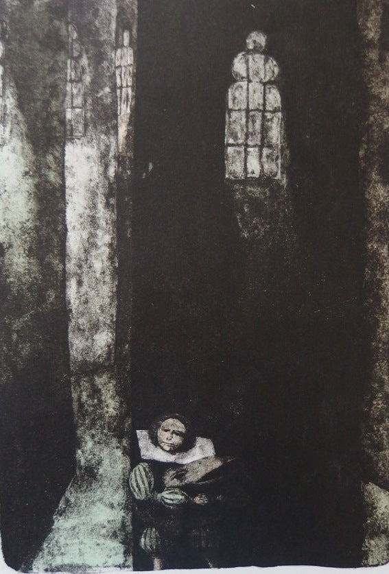 BTIna François HEAULMÉ, Portrait of a Breton woman, Original signed lithograph