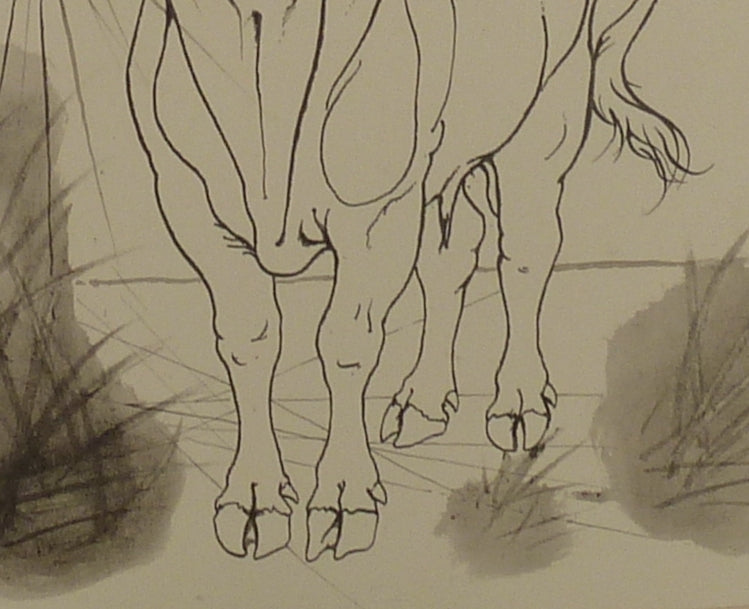 Pierre-Yves TREMOIS : Taureau sous le soleil ardent, Dessin original (photo de détail 5) - Crédit photo : Galerie Art.Paris