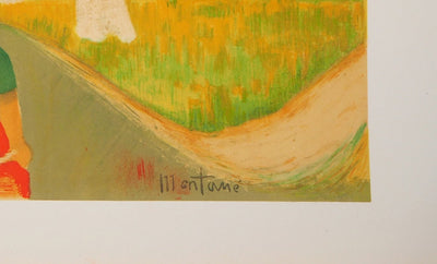 Roger MONTANE : La cycliste, Lithographie originale signée