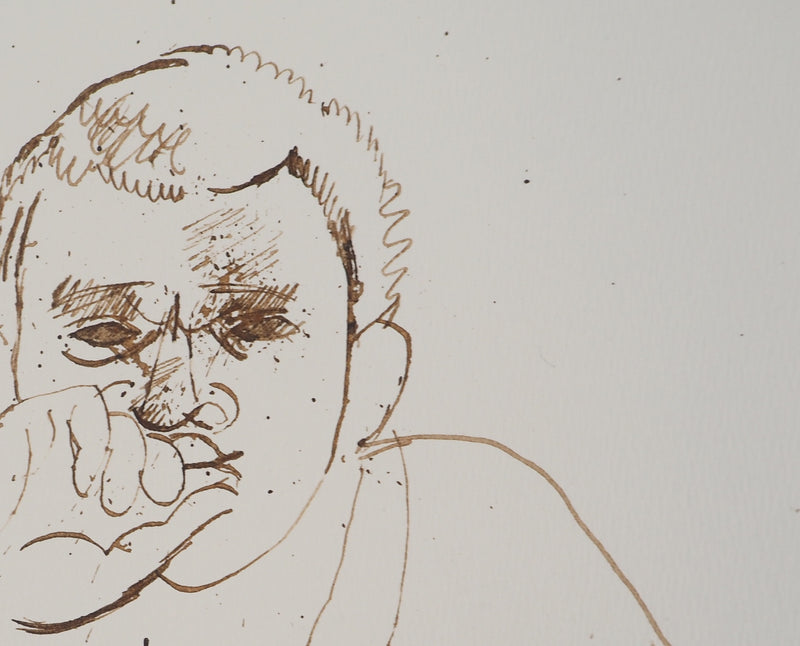 Maurice GENIS : Homme pensif, Dessin original (photo de détail 4) - Crédit photo : Galerie Art.Paris