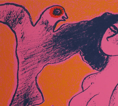 Guillaume CORNEILLE : Nu à l'oiseau, Lithographie originale (photo de détail 5) - Crédit photo : Galerie Art.Paris