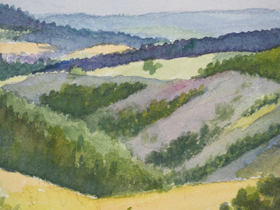 Salomon Alfred BOISECQ : Vue sur le Cantal, Aquarelle originale signée