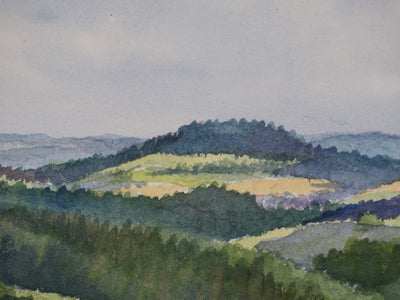Salomon Alfred BOISECQ : Vue sur le Cantal, Aquarelle originale signée