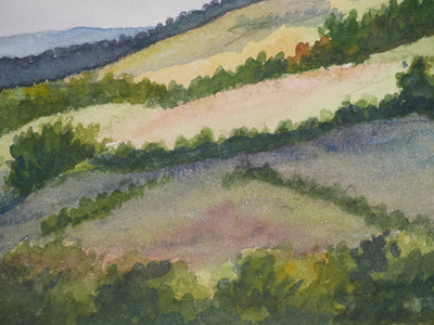 Salomon Alfred BOISECQ : Vue sur le Cantal, Aquarelle originale signée