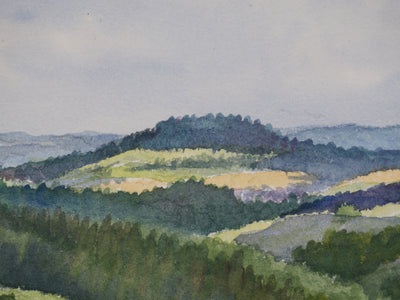 Salomon Alfred BOISECQ : Vue sur le Cantal, Aquarelle originale signée
