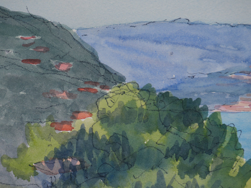 Salomon Alfred BOISECQ : Port Grimaud, Vue sur la baie, Aquarelle originale signée