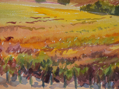 Salomon Alfred BOISECQ : Paysage provençale d'automne, Aquarelle originale signée
