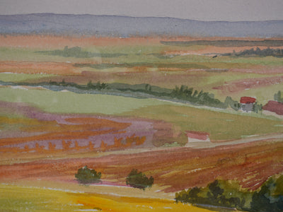 Salomon Alfred BOISECQ : Paysage provençale d'automne, Aquarelle originale signée