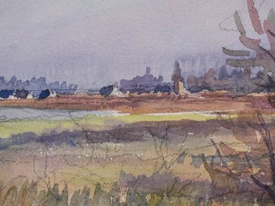 Salomon Alfred BOISECQ : Bretagne, Le petit marais, Aquarelle originale signée