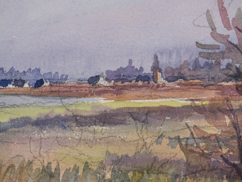 Salomon Alfred BOISECQ : Bretagne, Le petit marais, Aquarelle originale signée