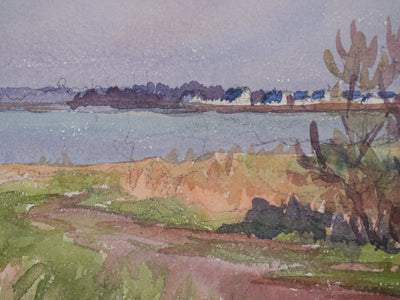 Salomon Alfred BOISECQ : Bretagne, Le petit marais, Aquarelle originale signée