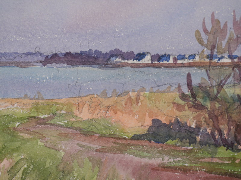 Salomon Alfred BOISECQ : Bretagne, Le petit marais, Aquarelle originale signée