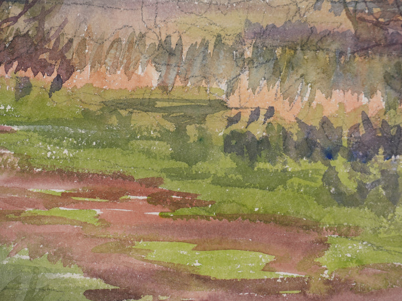 Salomon Alfred BOISECQ : Bretagne, Le petit marais, Aquarelle originale signée