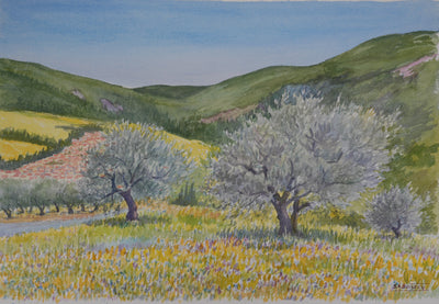 Salomon Alfred BOISECQ : Les oliviers, Aquarelle originale (photo de détail 2) - Crédit photo : Galerie Art.Paris