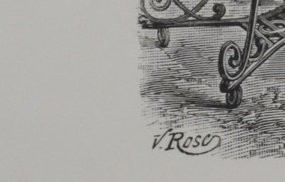 V. ROSE : Le Théâtrophone, Gravure signée