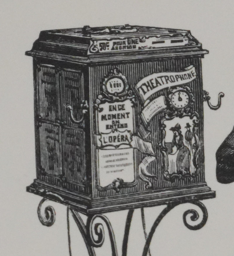 V. ROSE : Le Théâtrophone, Gravure signée
