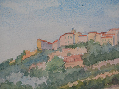 Salomon Alfred BOISECQ : Vue sur Gordes, Aquarelle originale signée