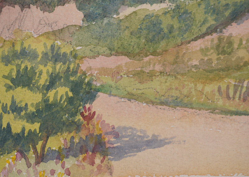 Salomon Alfred BOISECQ : Vue sur Gordes, Aquarelle originale signée
