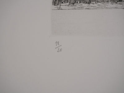 Salomon Alfred BOISECQ : Le petit port breton, Gravure originale signée