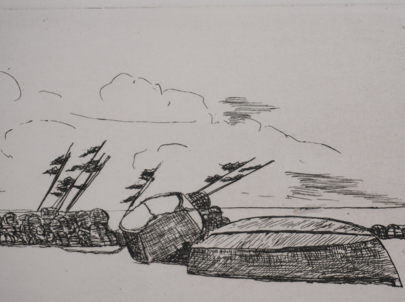 Salomon Alfred BOISECQ : Le petit port breton, Gravure originale signée