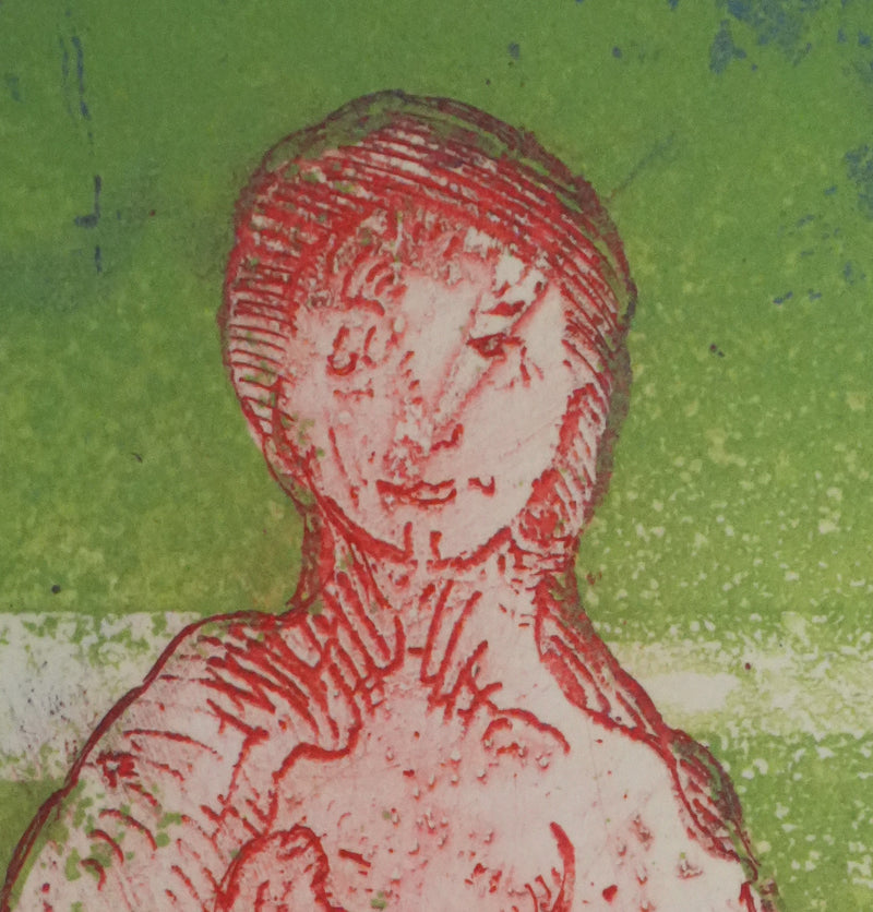 Didier MUTEL : Nu féminin accroupi, Gravure originale signée