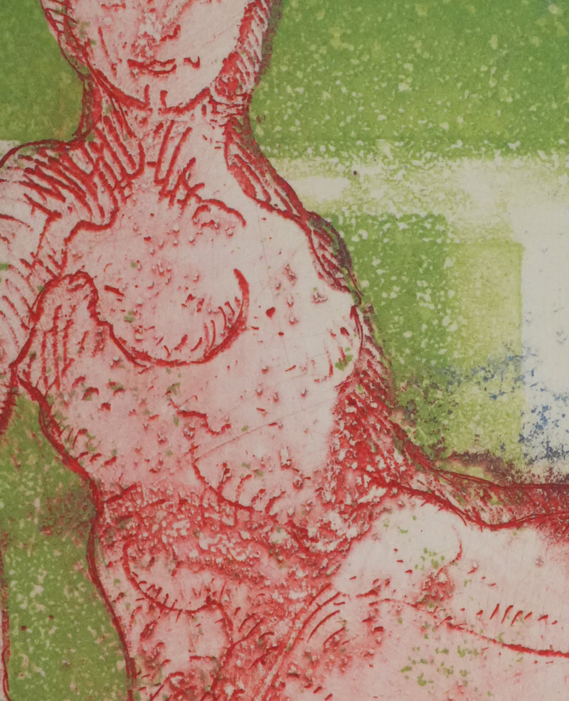 Didier MUTEL : Nu féminin accroupi, Gravure originale signée