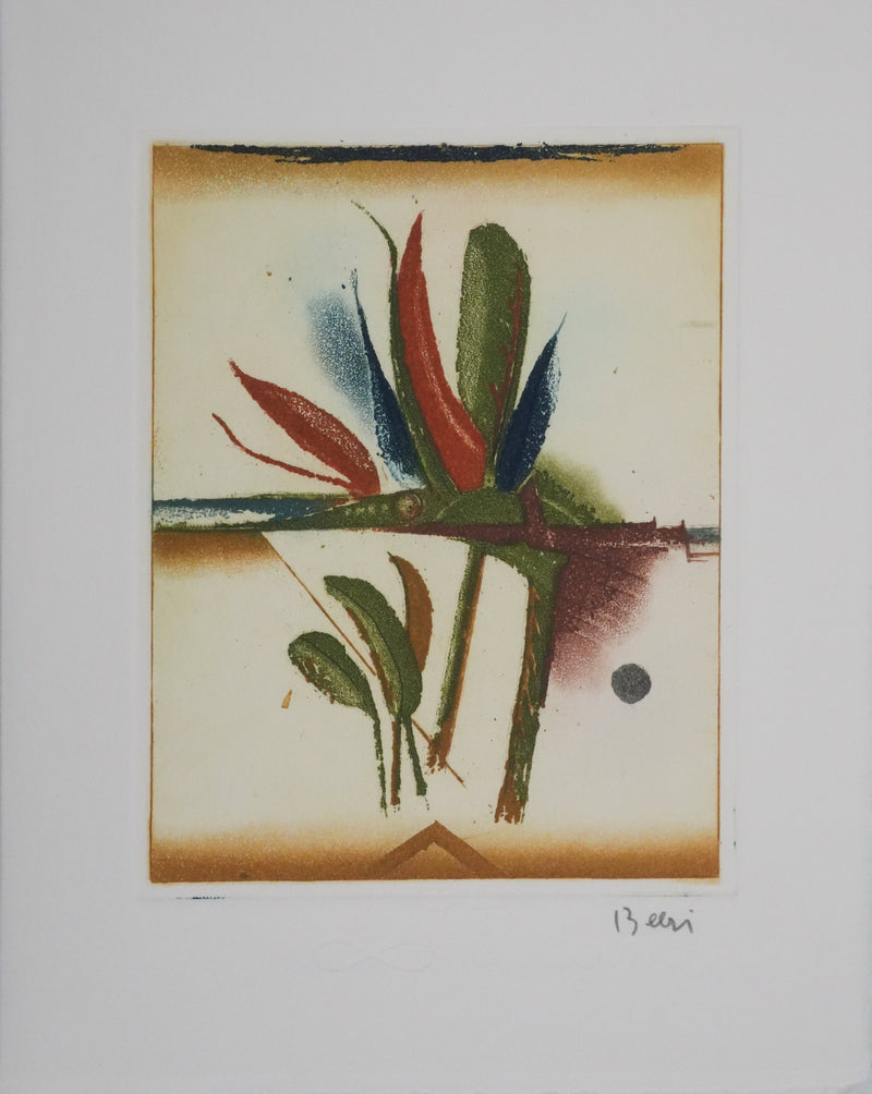 Tuvia BEERI : Les arbres en automne, Gravure originale signée