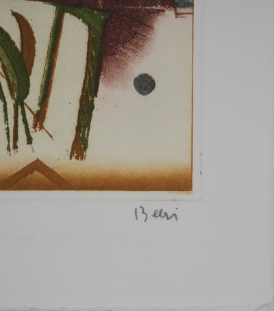 Tuvia BEERI : Les arbres en automne, Gravure originale signée