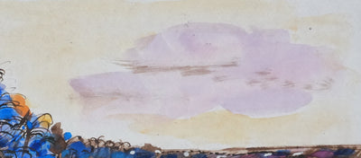 Maurice GENIS : Ceylan, Sur la plage au palmier, Dessin original signé