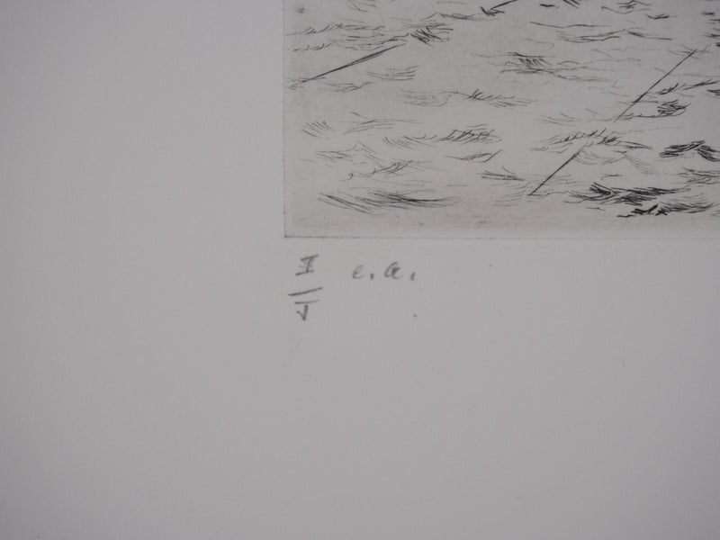 Salomon Alfred BOISECQ : La régate, Gravure originale signée