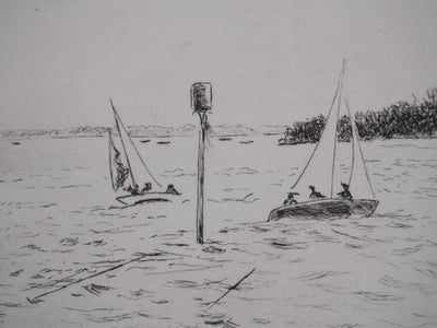 Salomon Alfred BOISECQ : La régate, Gravure originale signée