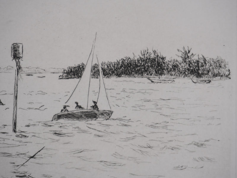 Salomon Alfred BOISECQ : La régate, Gravure originale signée