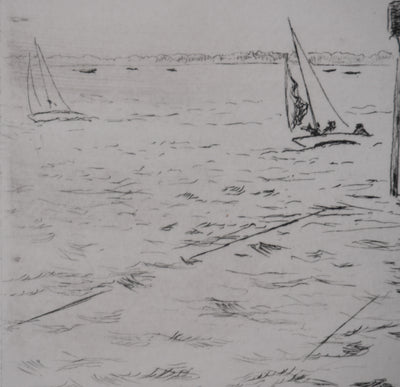 Salomon Alfred BOISECQ : La régate, Gravure originale signée