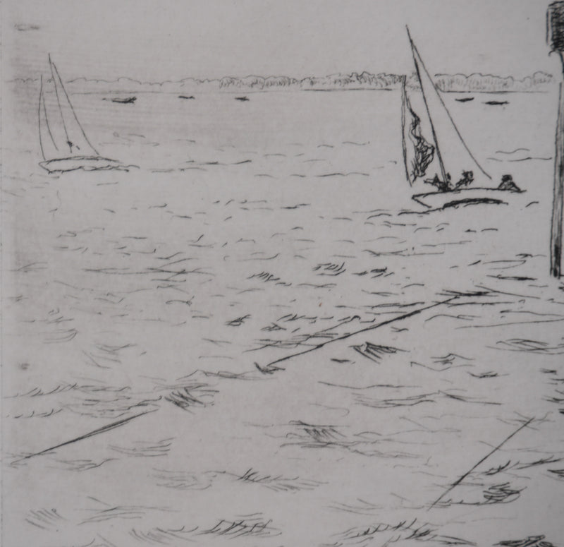 Salomon Alfred BOISECQ : La régate, Gravure originale signée