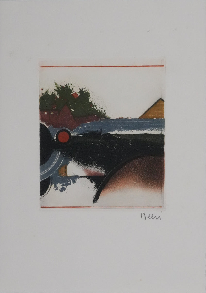 Tuvia BEERI : Paysage au bord de mer, Gravure originale signée