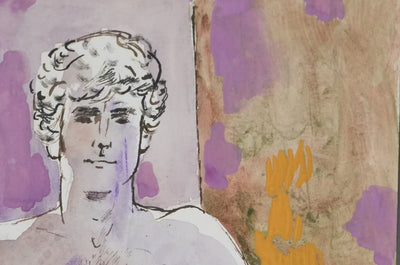 Maurice GENIS : Jeune homme sur la chaise longue, Dessin original signé