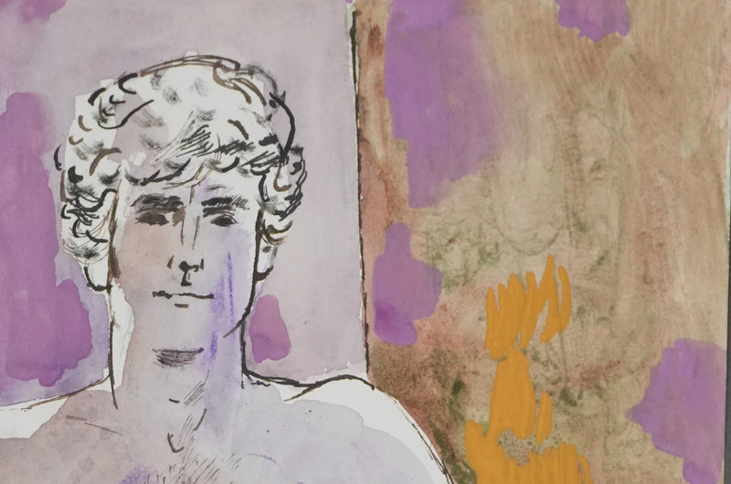 Maurice GENIS : Jeune homme sur la chaise longue, Dessin original signé