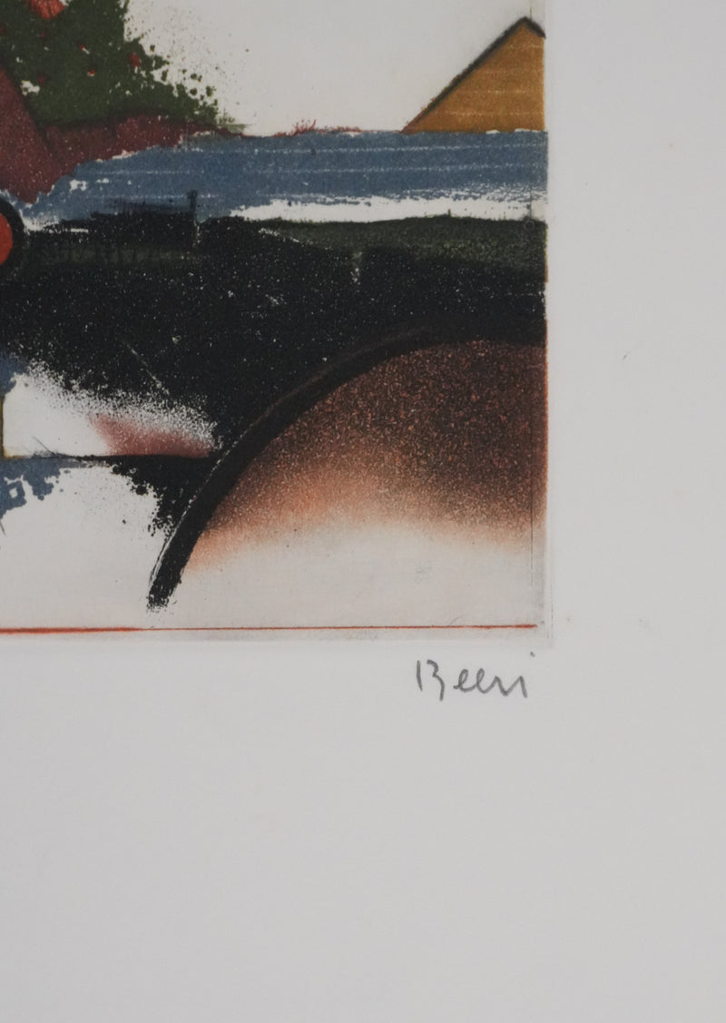 Tuvia BEERI : Paysage au bord de mer, Gravure originale signée