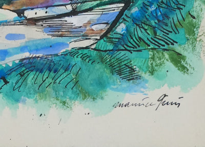 Maurice GENIS : Le chemin dans la forêt, Dessin original signé