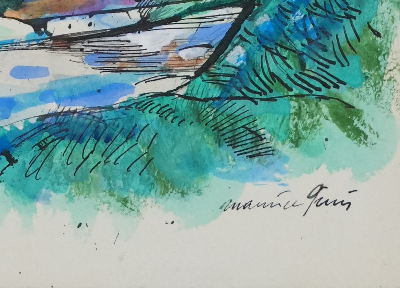 Maurice GENIS : Le chemin dans la forêt, Dessin original signé