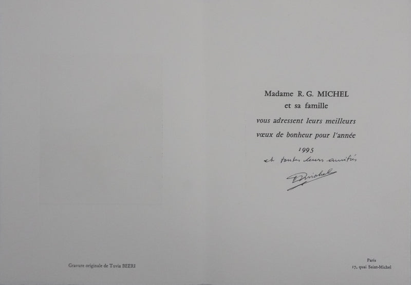 Tuvia BEERI : Paysage au bord de mer, Gravure originale signée