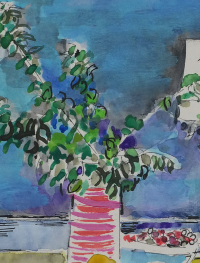 Maurice GENIS : Nature morte aux branches d'amandier, Dessin original signé