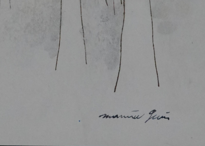 Maurice GENIS : Palmeraie au soleil couchant, Dessin original signé