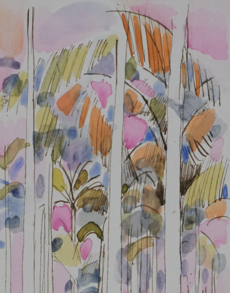 Maurice GENIS : Palmeraie au soleil couchant, Dessin original signé