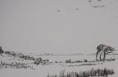 Salomon Alfred BOISECQ : Cabanons au bord du lac, Gravure originale signée
